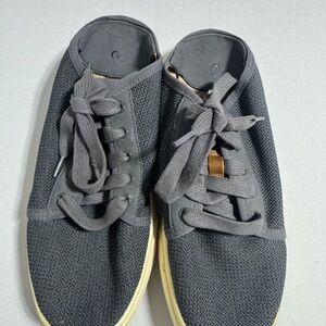 Casual Women's Gray Knit Lace-Up Sneakers